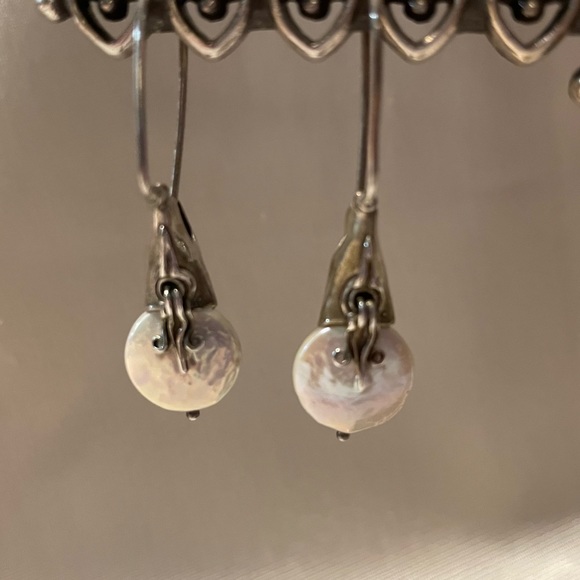 Silpada RARE Coin Pearl Sterling Silver Earrings W1269 - Picture 12 of 16
